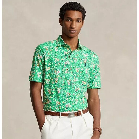 Polo Ralph Lauren Men's Classic-Fit Floral Soft Cotton Polo Shirt Green Multi M - Picture 1 of 10